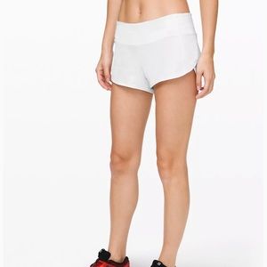 White Lululemon Speed Up Shorts 2.5”